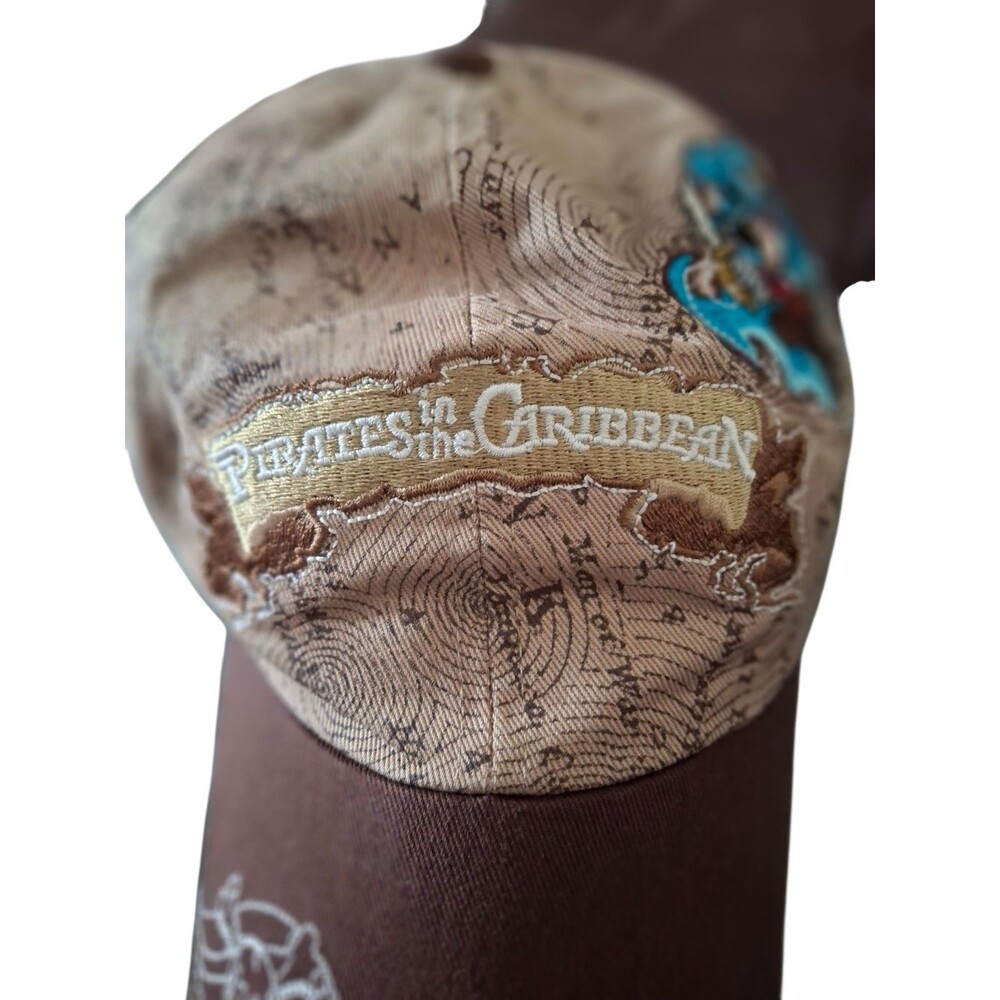 Disney Cruise Line Pirates of the Caribbean Youth Hat Cap Brown Tan Map Mickey - Picture 5 of 10